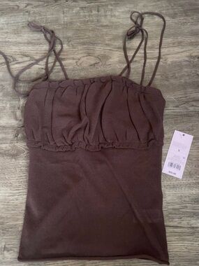 Target Brown Smocked Cami with Tie Straps